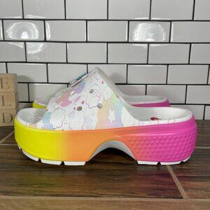 CROCS Care Bears Stomp Slide Womens Size 11 Shoes Multicolor Platform Sandal NEW